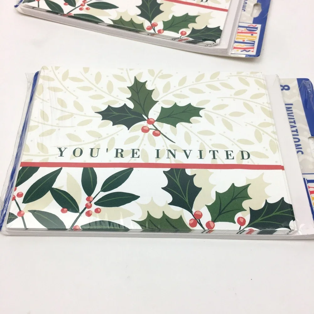 2 Packs of‎ 8ct Christmas Holiday Party Event You're Invited Invitation Sealed